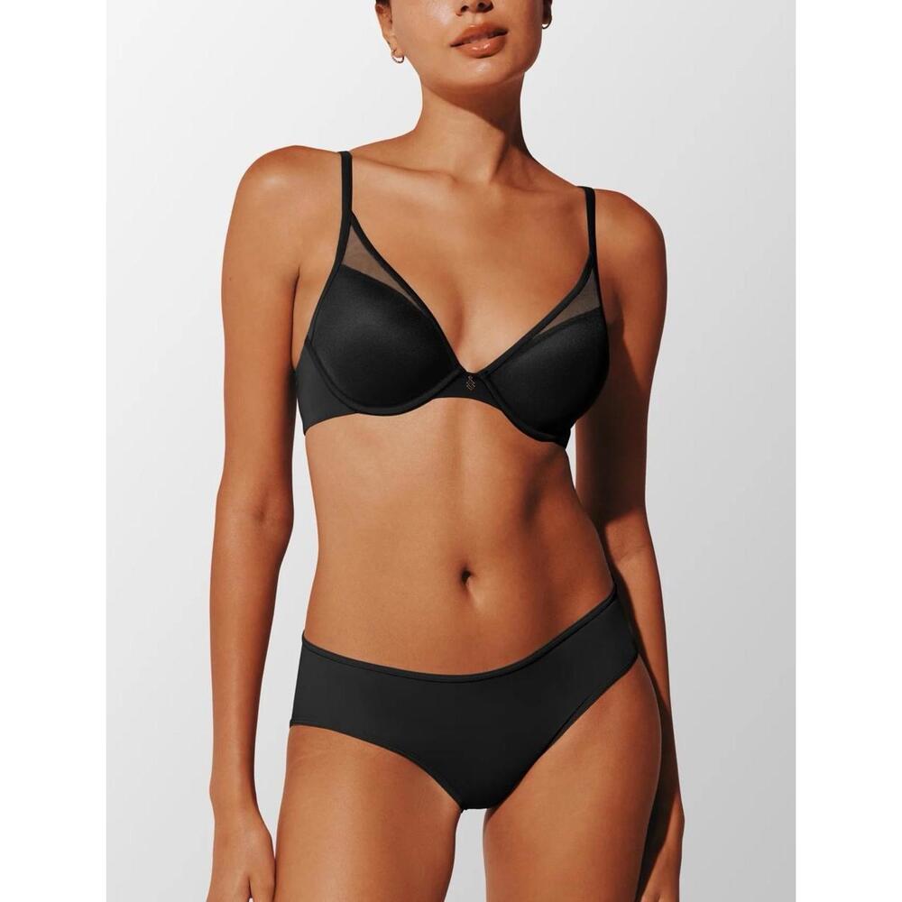 ThirdLove 24/7 Women’s Sz 38E Classic Uplift Plunge Bra‎ Black Mesh Microfiber